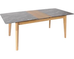 Eetkamertafel MCW-M57, eettafel, massief hout laminaat melamine 160-200x90cm, uitschuifbaar sheesham hout look, donkere poten