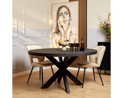 Eetkamertafel Milan - Eettafel rond - Eettafel zwart 150 cm