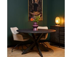 Eetkamertafel New York - Ronde Eetkamer Tafel - 110 cm - Zwart Mangohout