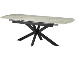 Eetkamertafel uitschuifbaar Arion Beige - Steen - Ovaal - 180x90cm - Hoogte 76 cm