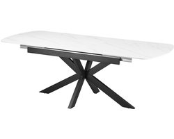 Eetkamertafel uitschuifbaar Arion Wit - Steen - Ovaal - 180x90cm - Hoogte 76 cm
