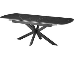 Eetkamertafel uitschuifbaar Arion Zwart - Steen - Ovaal - 180x90cm - Hoogte 76 cm
