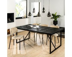 Eetkamertafel Visgraat - Zwart - 160x90x76cm - Tafel Amir - Giga Meubel