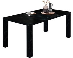 Eetkamertafel Zayn Zwart - MDF - Rechthoek - 180x90cm - Hoogte 76 cm