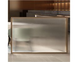 Eetkamerverdeler Privacyscherm - Glazen Scheidingswand - Ruimte Verdelen - Modern Gestreept Ontwerp - 25 x 110 cm - Goud