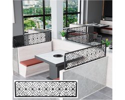 Eetruimte Afscheiding - Glazen Scherm - Privacy Creëren - Duurzaam IJzeren Frame - 30 cm Hoog - Zwart