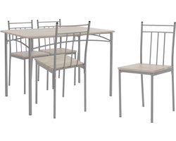 Eetset voor 4 personen 5-delig met eettafel en 4 stoelen licht eikenhout ML design