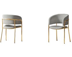 Eetstoel – Eetkamerstoel – Kuipstoel – Stoel – Meubel – Modern Design – Grijze Zitting Met Wit Marmer Onderstel – Onderhoudsvriendelijk & Compact