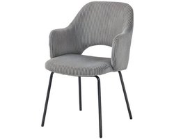 Eetstoel – Eetkamerstoel – Stoel – Kuipstoel – Stoeltje – Modern Design – Grijze Corduroy Velvet Bekleding – Ergonomische Shell Rugleuning – Metalen Poten Met Voetdoppen – Gewatteerd Met Schuim – Eenvoudig Te Reinigen