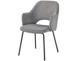 Eetstoel – Eetkamerstoel – Stoel – Kuipstoel – Stoeltje – Modern Design – Grijze Corduroy Velvet Bekleding – Ergonomische Shell Rugleuning – Metalen Poten Met Voetdoppen – Gewatteerd Met Schuim – Eenvoudig Te Reinigen