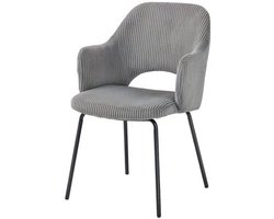 Eetstoel – Eetkamerstoel – Stoel – Kuipstoel – Stoeltje – Modern Design – Grijze Corduroy Velvet Bekleding – Ergonomische Shell Rugleuning – Metalen Poten Met Voetdoppen – Gewatteerd Met Schuim – Eenvoudig Te Reinigen
