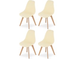 Eetstoelen Set van 4 - Velours met Verticale Stiksels - Metalen Poten