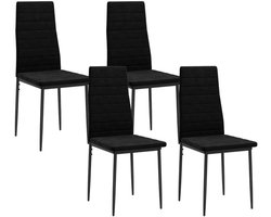 Eetstoelen Set van 4 Vergaderstoelen Lounge Stoelen 41x50x97 cm Zwart Zonder Armen Comfortabele Zachte Stoffen Zitkussens Stevige Duurzame Metalen Stoelpoten Mode Moderne Stijl Geschikt voor Eetkamer, Keuken, Slaapkamer