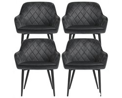 Eetstoelset 62,5x60x85 Cm Grijs 4 Delig Loungestoelen Make Up Stoelen Met Armleuningen Huidvriendelijke Zachte Stof 110 Kg Draagvermogen Eetkamer Woonkamer Slaapkamer Studiekamer