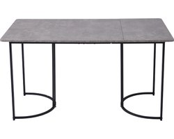 Eettafel (1-delig) Moderne keukentafel Rechthoekige Eettafel Wit en Zwart met verstelbare voetjes MDF tafelblad in grijs