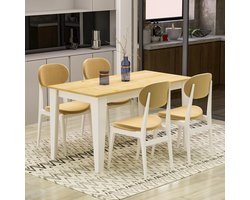 Eettafel 120x72x73,8 cm voor 4 Personen - Moderne Rechthoekige Keukentafel - Eetkamertafel Klein Ruimtebesparend - Wit Eiken - Vermissen