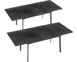 Eettafel 180 cm - Metalen, 8-10 Personen Gesinterde Stenen Eettafel en 180 cm Uitschuifbare Keuken Eettafel voor Kerst