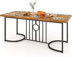 Eettafel, 180 x 79 cm, Rechthoekige keukentafel van hout en metaal, tot 135 kg, Eettafel voor 6-8 personen, Grote tafel voor eetkamer, woonkamer, restaurant, Bruin + Zwart