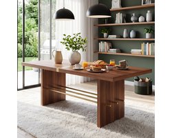Eettafel 180x75 cm - Eetkamertafel Voor 6-8 Personen Met 4 cm Dik Tafelblad Waterbestendig Walnoot