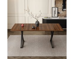 Eettafel 180x90x75 cm – Eettafel van MDF – Minimalistisch – Modern Design – Voor 6-8 Personen – Walnoot
