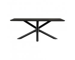 Eettafel 190x95 Nyborg - MDF / HPL Finish Met Marmerlook Decor - Zwart - 190 x 76 x 95 cm (BxHxD)