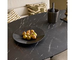 Eettafel 220x105 Nyborg - MDF / HPL Finish Met Marmerlook Decor - Zwart - 220 x 76 x 105 cm (BxHxD)