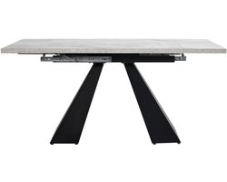 Eettafel 99x74x77cm Rechthoekige Uitschuifbare Tafel Zwart Grijs MDF Zuilpoten Modern Design Ruimtebesparend Met Brede Werkruimte Voor Homeoffice En Woonkamer