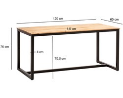 Eettafel acaciahout 120x60 cm WL7.058