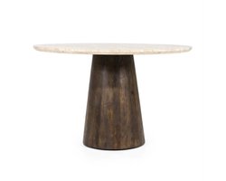 Eettafel Aikin Rond Travertin 130 cm - Beige | Eleonora