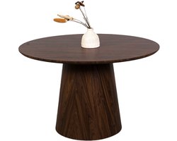Eettafel Amber rond 120cm walnoot Japandi eetkamertafel Japanse stijl tafel