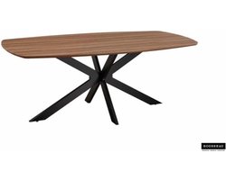 Eettafel 'Aziz' 200 cm Deens Ovaal Decor Mango, Poten metaal 8x3 cm, blad , decor, ABS boord, - Top 25 mm