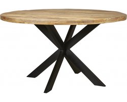 Eettafel Bemmel - Hout/Metaal - Naturel/Zwart - 140x78x140 cm (BxHxD) - Spinpoot