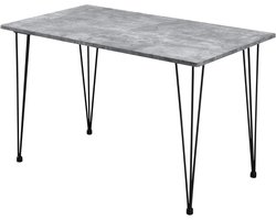 Eettafel - Betonlook tafel - Gezellig tafelen - Stalen poten - 120x70x75 cm - Betonlook