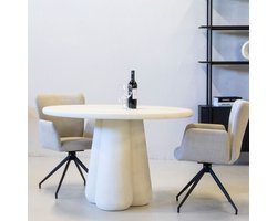 Eettafel Boaz Rond Beige 120cm - Giga Meubel