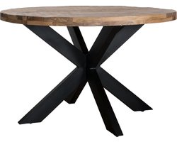 Eettafel Bob ø150 cm - Mangohout - Industrieel - Rond - 7 tot 8 personen - Keukentafel