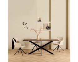 Eettafel Boo - Hout - Bruin/Hout - Bruin/Zwart - 180 x 76 x 90 cm (BxHxD)