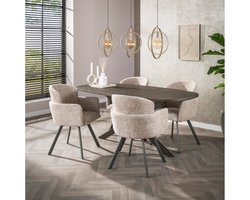 Eettafel Bronvik deens ovaal 180x90x77 cm - Bronze liquid metal