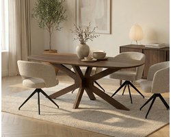 Eettafel Capricorn Deens ovaal Acacia 180x90x76 cm - Bruin - Houten onderstel - Japandi