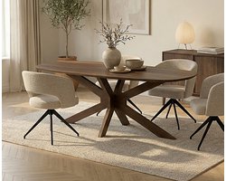 Eettafel Capricorn Deens ovaal Acacia 240x100x76 cm - Bruin - Houten onderstel - Japandi