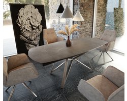 Eettafel Carlow bruin keramiek 130/200x95x76cm uitschuifbaar