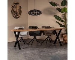 Eettafel Deens Ovaal 200cm - Mangohout & Metaal - Bruine Tafel Gordon