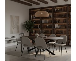 Eettafel Deens Ovaal Bruin Eikenhout | Modern Design | Zwart Stalen Spinpoot | Novihome