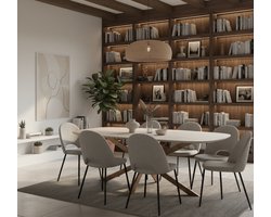 Eettafel Deens Ovaal Madison | Massief Mangohout Zandkleur | Modern & Robuust Design | Novihome