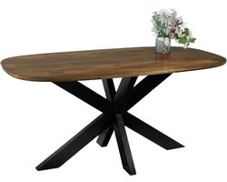 Eettafel deens ovaal mangohout 160cm Austin bruin ovale tafel duurzaam mango eetkamertafel
