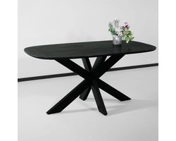 Eettafel deens ovaal mangohout 160cm Austin zwart ovale tafel duurzaam mango eetkamertafel