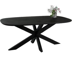 Eettafel deens ovaal mangohout 180cm Austin zwart ovale tafel duurzaam mango eetkamertafel