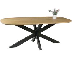 Eettafel deens ovaal mangohout 200cm Austin lichtbruin ovale tafel duurzaam mango eetkamertafel