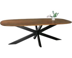 Eettafel deens ovaal mangohout 240cm Austin bruin ovale tafel duurzaam mango eetkamertafel