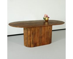 Eettafel deens ovaal mangohout Fender 200x110cm bruin design tafel duurzaam mango eetkamertafel