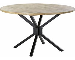 Eettafel DKD Home Decor Natuurlijk Zwart Metaal Mangohout (127 x 127 x 75 cm)